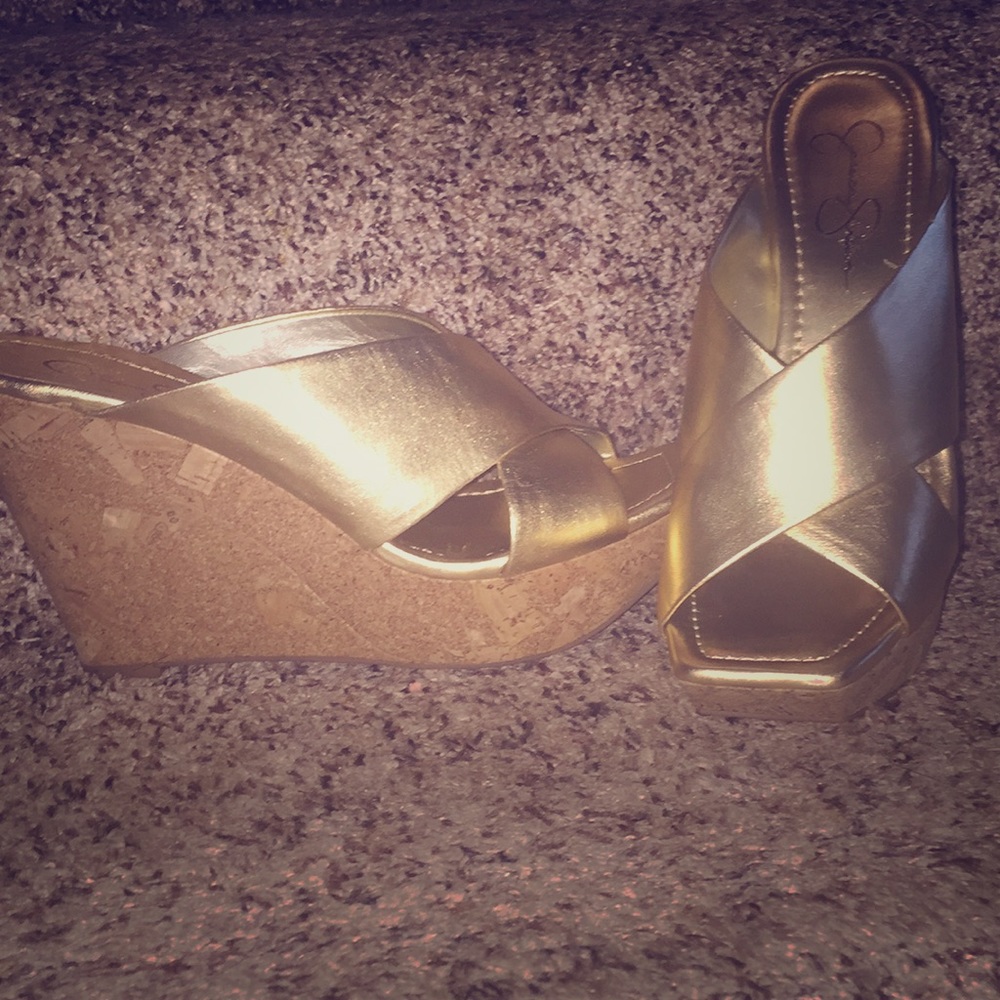 Gold Jessica Simpson Wedges (New!)